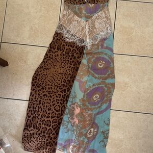 Leopard and Floral Lace Accent Skirt